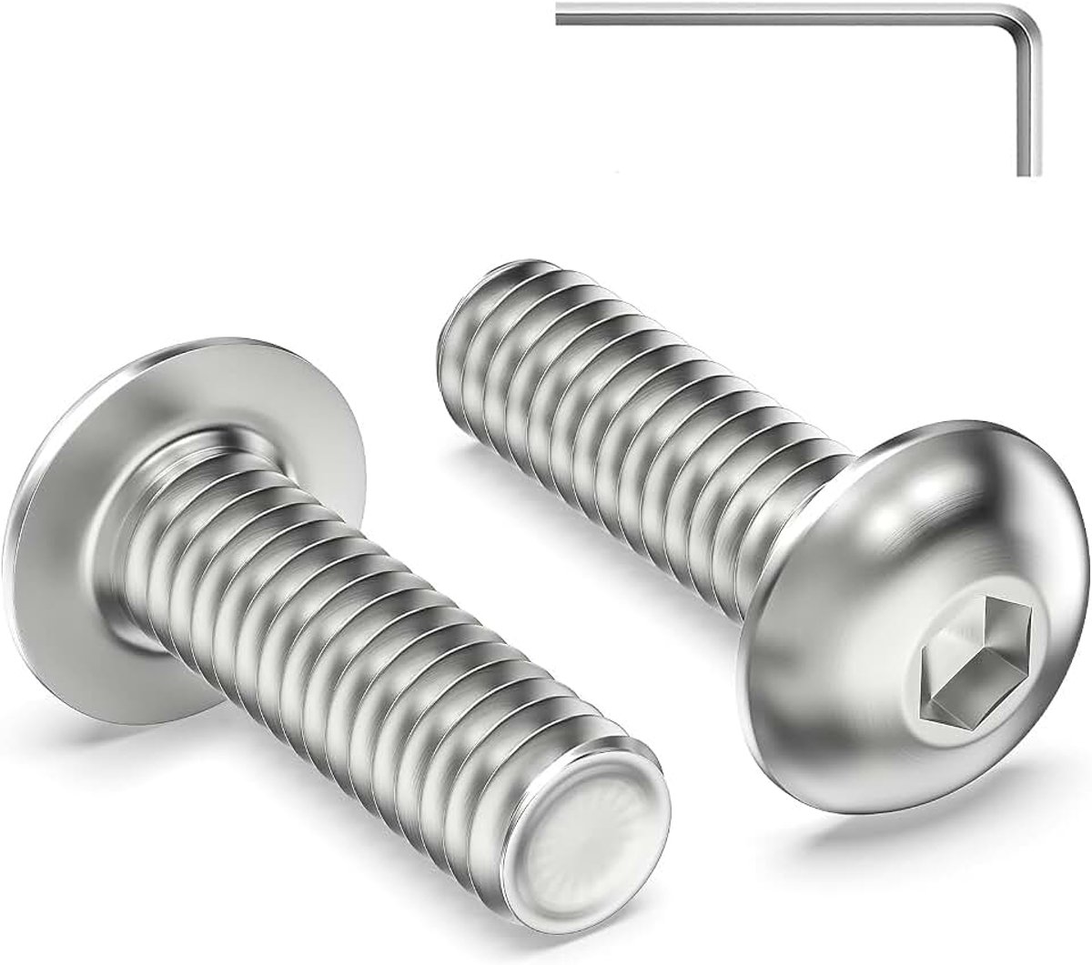 30 stuks M8 x 25 mm lenskopschroeven, binnenzeskant platte kopschroeven, M8 roestvrijstalen schroeven, volledige schroefdraad, halfronde kopschroeven met binnenzeskantsluiting