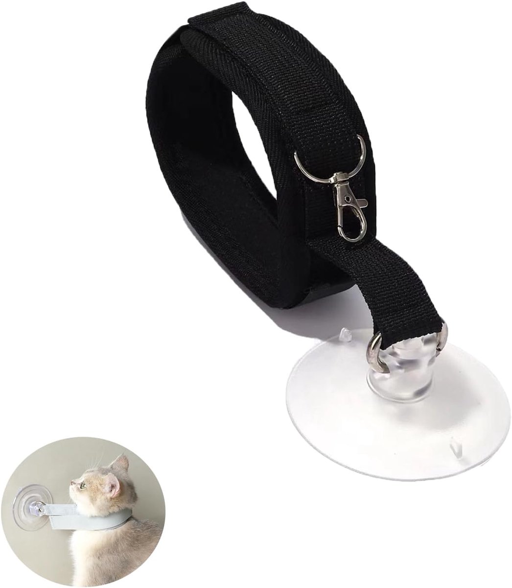 Hondenriem - Kattenriem - Vachtverzorging - Hondenaccessoires - Kattenaccessoires - Trimtafel - Dierenbenodigdheden - Verzorgingsset - Bad - Douche - Zuignap - Veiligheidsriem - Halsband - Honden - Katten - Dierenwinkel - Zwart - 2 stuks