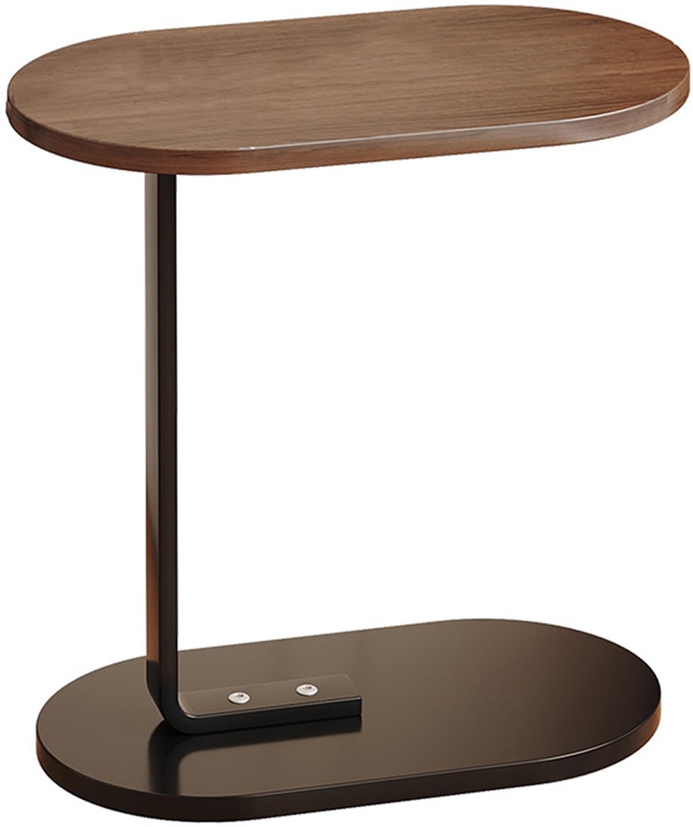 Ruijingsky Salontafel - Nachtkastje - Bijzettafel - C-vormige salontafel - Banktafel - Met wielen - Modern minimalistisch - Geschikt voor laptops, koffie, boeken en snacks - 58*38*28 cm - Walnoot Walnoot & Zwart