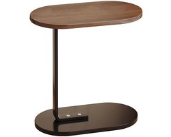Salontafel - Nachtkastje - Bijzettafel - C-vormige salontafel - Banktafel - Met wielen - Modern minimalistisch - Geschikt voor laptops, koffie, boeken en snacks - 58*38*28 cm - Walnoot