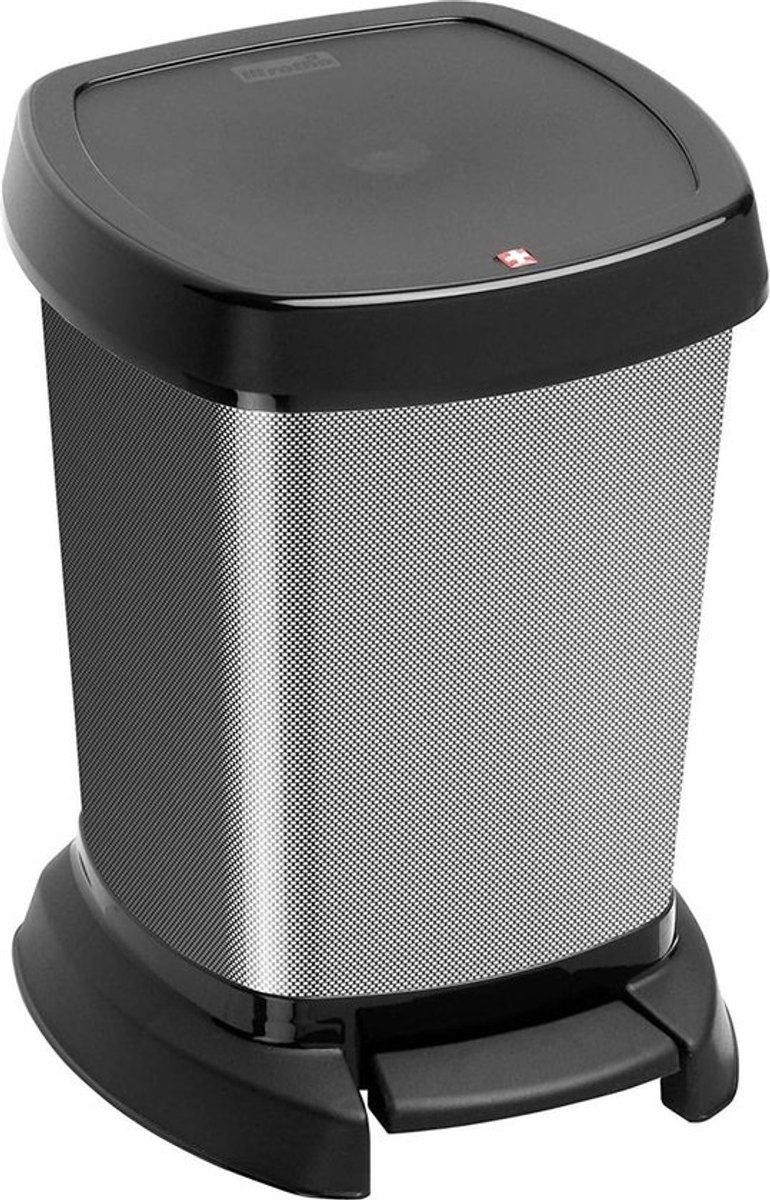 Vuilnisemmer 6 l voor de badkamer met deksel, kunststof (PP) BPA-vrij, carbon metallic, 6 l (23,4 x 21,9 x 29,2 cm)