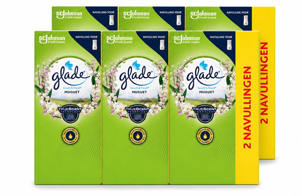 6 x Glade - Touch & Fresh Navulling - Lelietje-van-dalen - 2 × 10 ml - Voordeelverpakking - 6 stuks