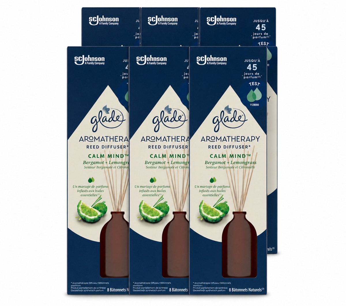 6 x Glade - Geurstokjes Calm Mind - Aromatherapie Geurverspreiding - 80 ml - Voordeelverpakking - 6 stuks