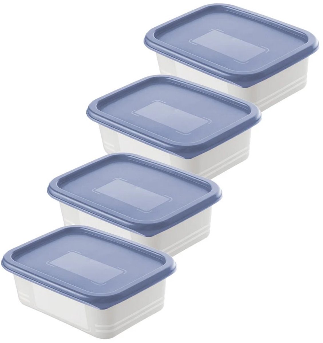 Rotho Domino Diepvriesdozen Etiket Decor 4x0.5L Horizon Blauw/Wit