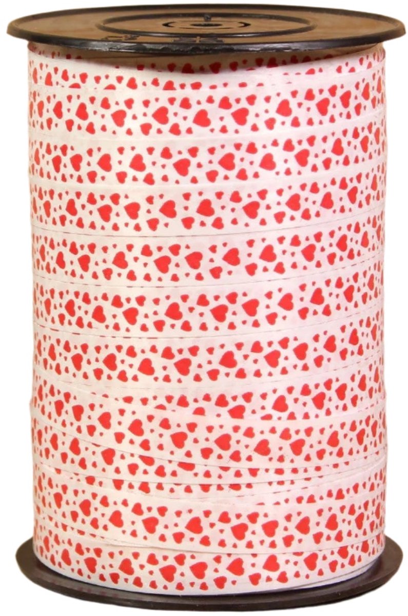 Hartjes krullint wit-rood – 10 mm × 250 m – Krullint