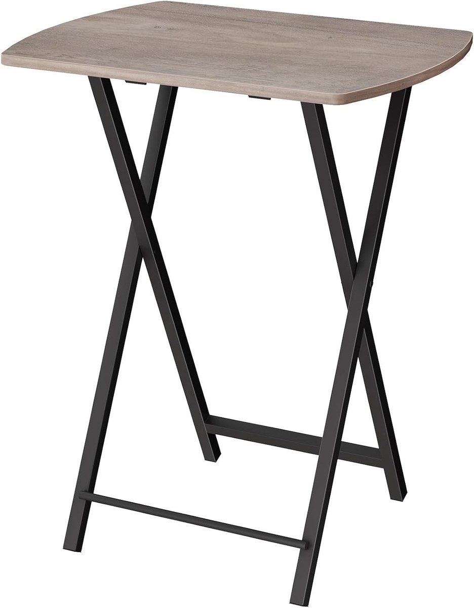 Vellaro Bijzettafel verstelbaar - Zwart en Greige - 48 x 36 x 66 cm - Opklapbare industriële salontafel voor kleine ruimtes Zwart + Greige