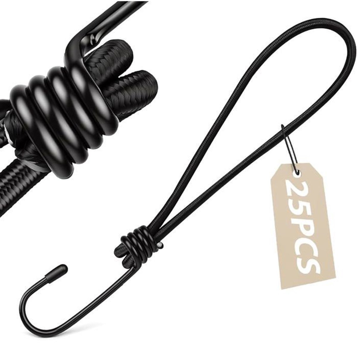 Stevige zeilspanner - Verpakking van 25 stuks, elastische haken van 20 cm voor het vastzetten van luifels aan aanhangers buiten.