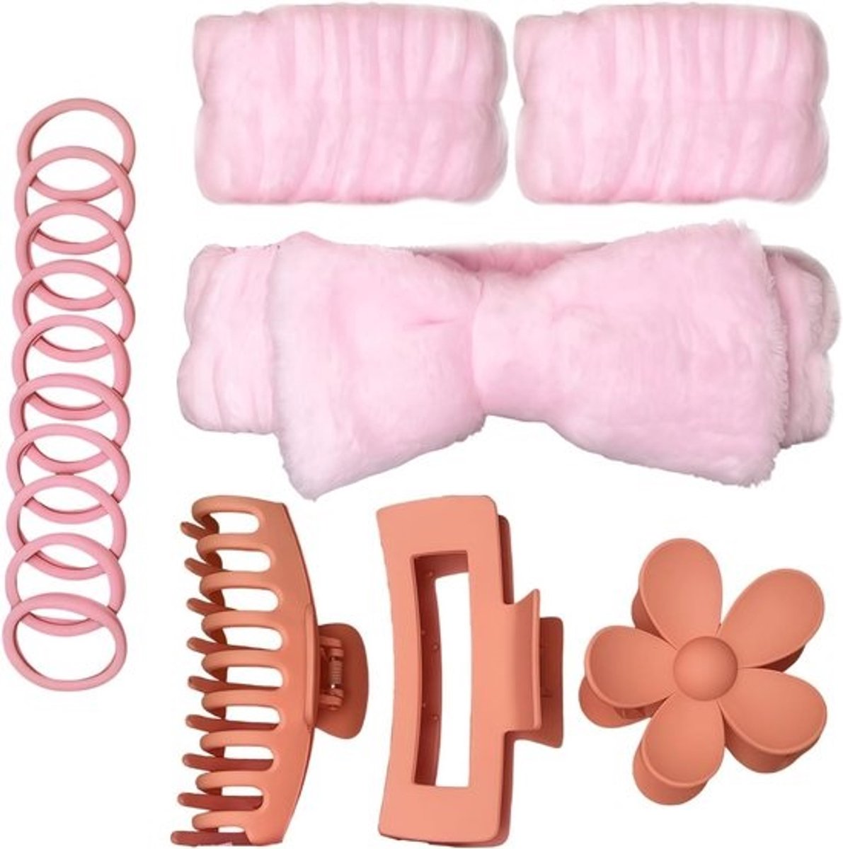 Spa-hoofdband- en armbandenset - Cosmeticaset - Gezichtsverzorging voor thuis - 16-delig - Compleet