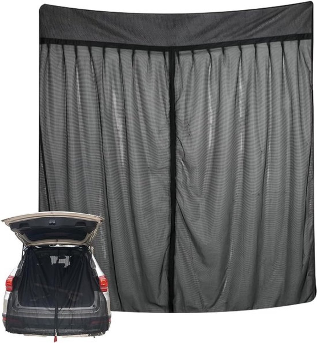Achterklepafdekking met muggennet - 165 x 165 cm, magnetisch - Voor SUV en caravan, kamperen en buitenactiviteiten