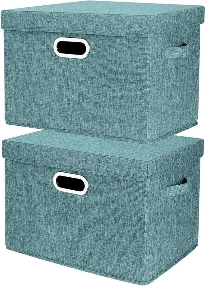 Grote Opbergdozen met Deksel - Vouwbaar en Wasbaar - Set van 2 - 44x30x29 cm - Perfect voor Organisatie en Opslag