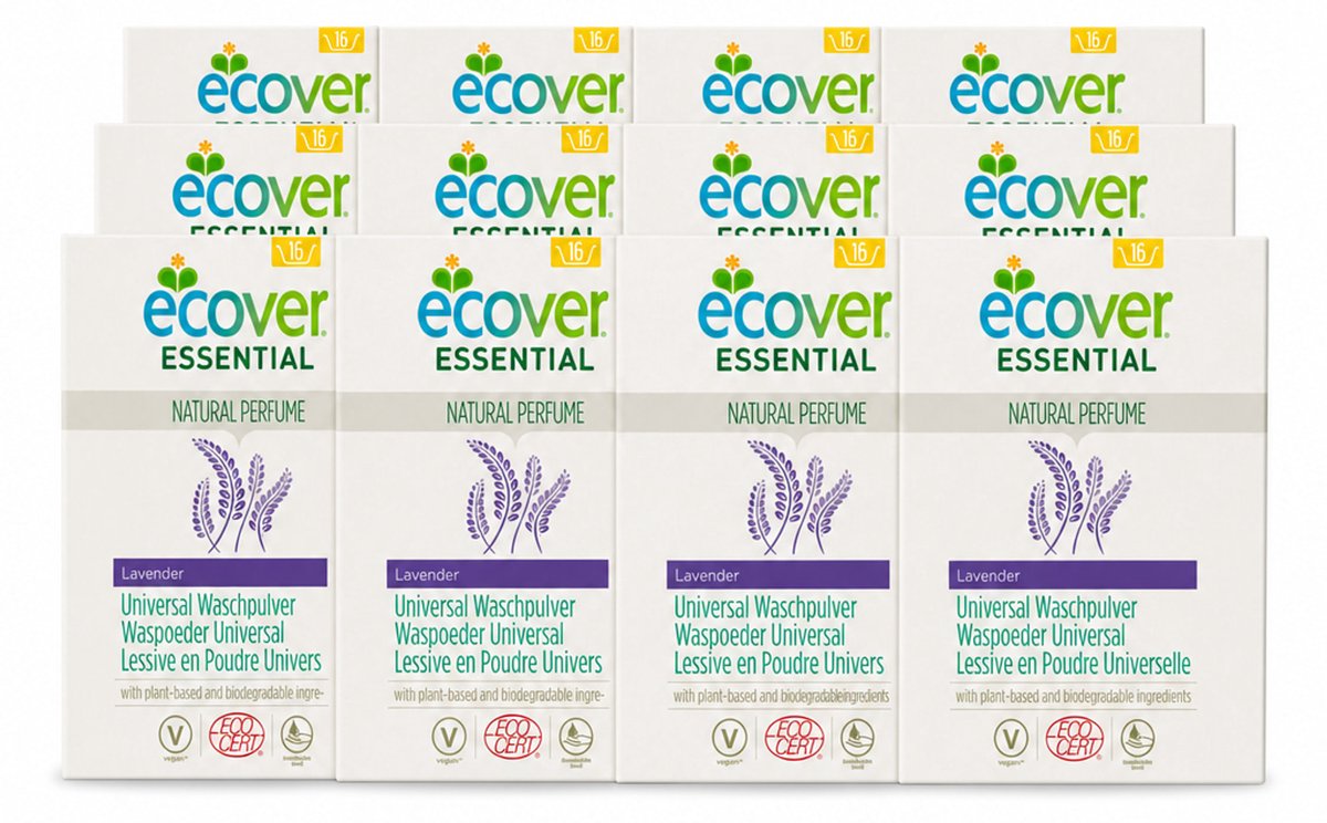 12 x Ecover - Waspoeder Essential - Universal - 1,2 kg - Voordeelverpakking - 12 stuks
