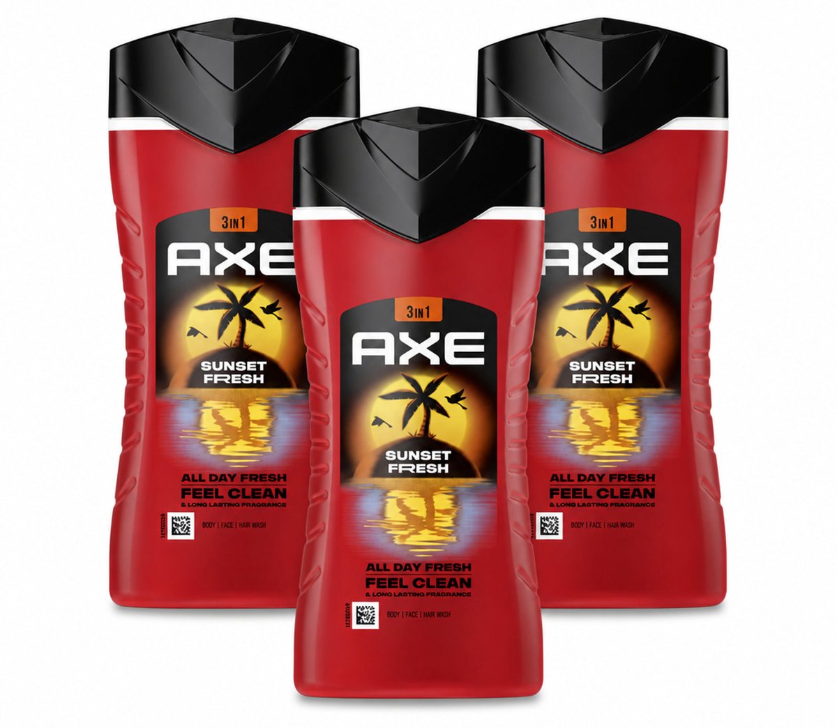 3 x Axe – Douchegel 3-in-1 – Sunset Fresh – 250 ml - Voordeelverpakking - 3 stuks