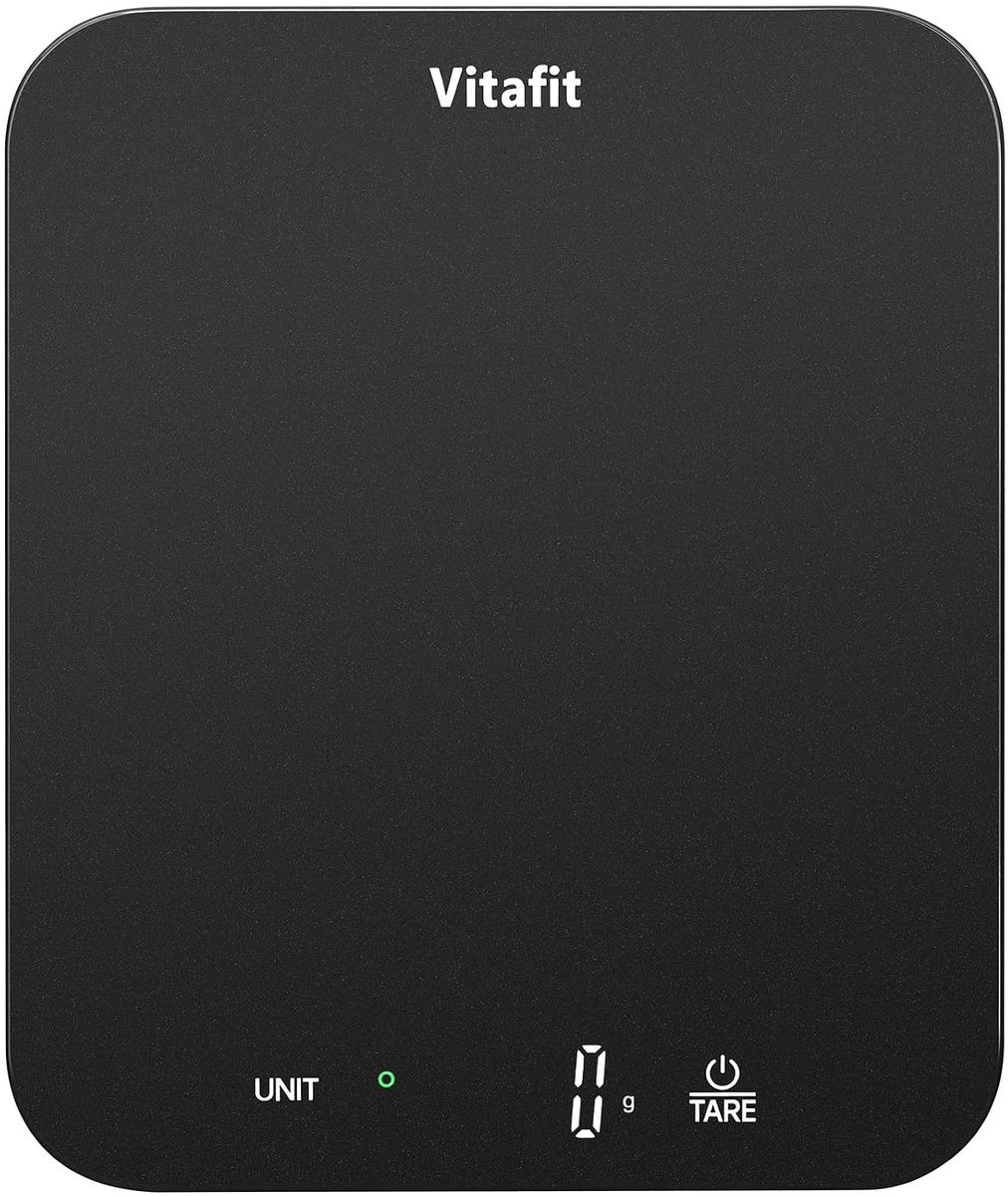 Keukenweegschaal - 215 x 180 x 22 mm - Tot 15 kg - Nauwkeurig op 1 gram - Glas - Digitaal - Zwart