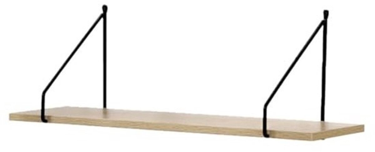 Wandrek Hout met Metalen Steunen - Industriële Plank voor Woonkamer of Slaapkamer - 60x15x20 cm - Tot 2 kg