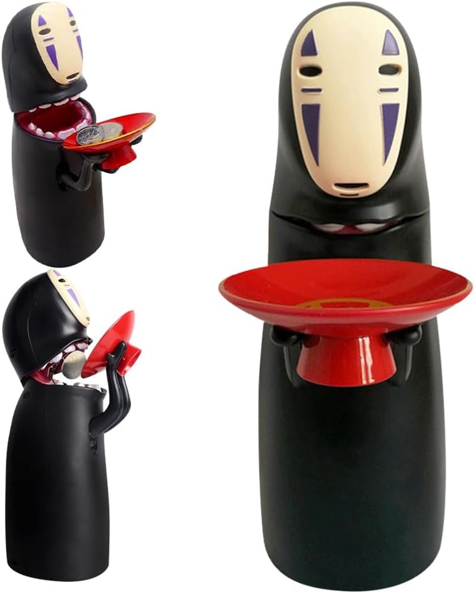 Spaarpot voor kinderen met geluidseffect van de hik, leuke spaarpot voor heren zonder gezicht, voor kinderen en woondecoratie (batterij niet inbegrepen)