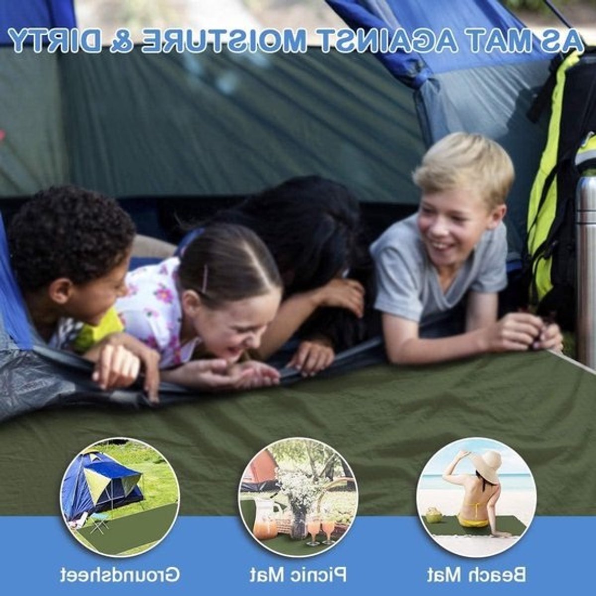 Tentzeil tarp outdoor zeil tentmat tentonderlegger waterdichte picknickdeken met draagtas - L: 240 x 220 cm