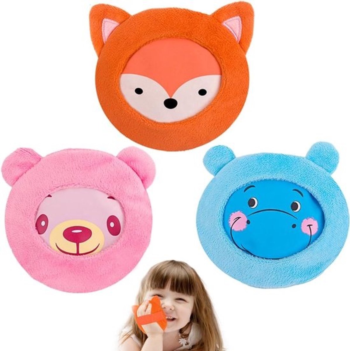 Koelpads voor kinderen - Zachte stoffen hoes, 3 stuks - Koud/warm kompres voor oor- en tandpijn