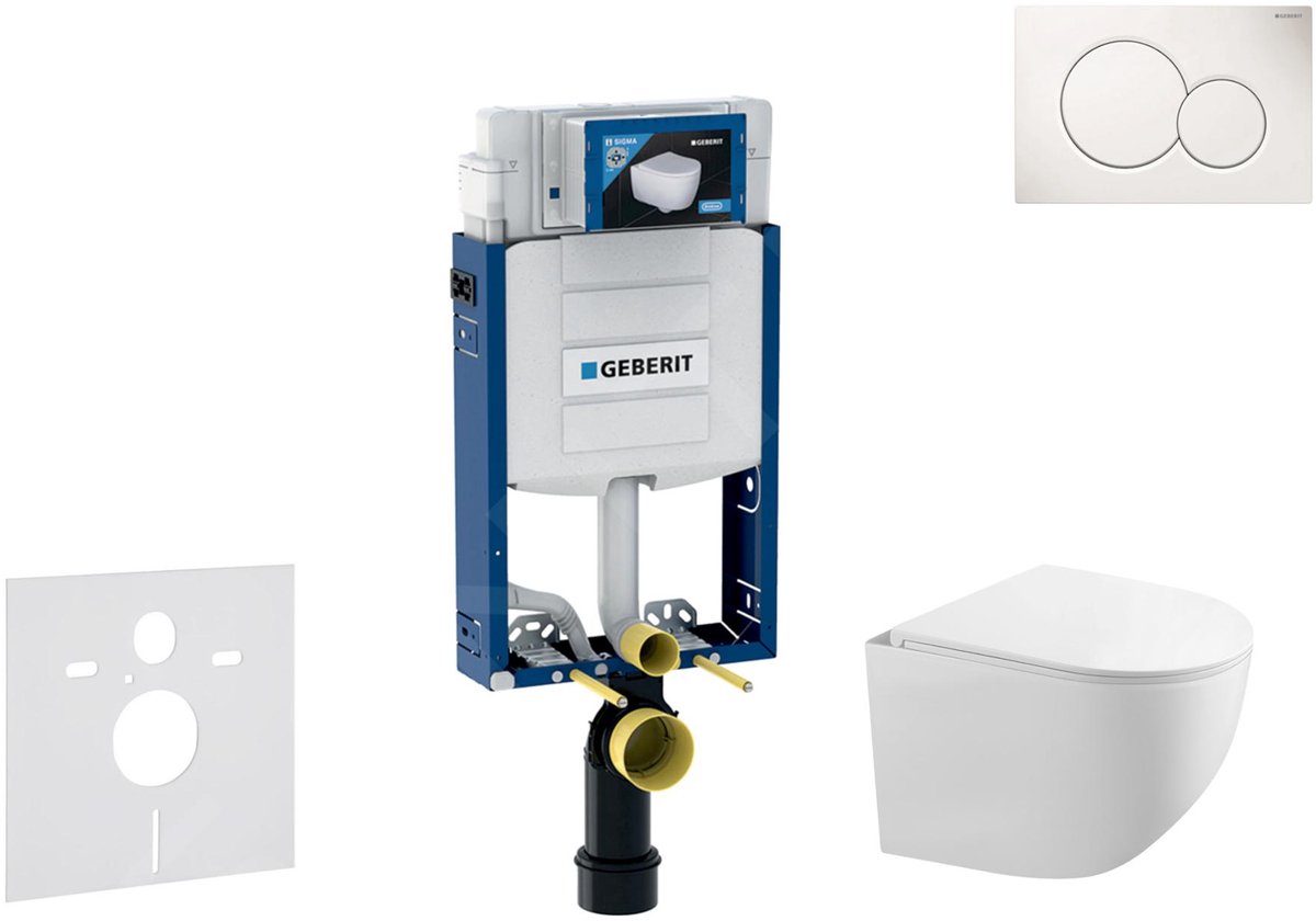 Voorwand montageset, Gaia toilet en softclose zitting, Sigma01 bedieningsplaat, alpine wit