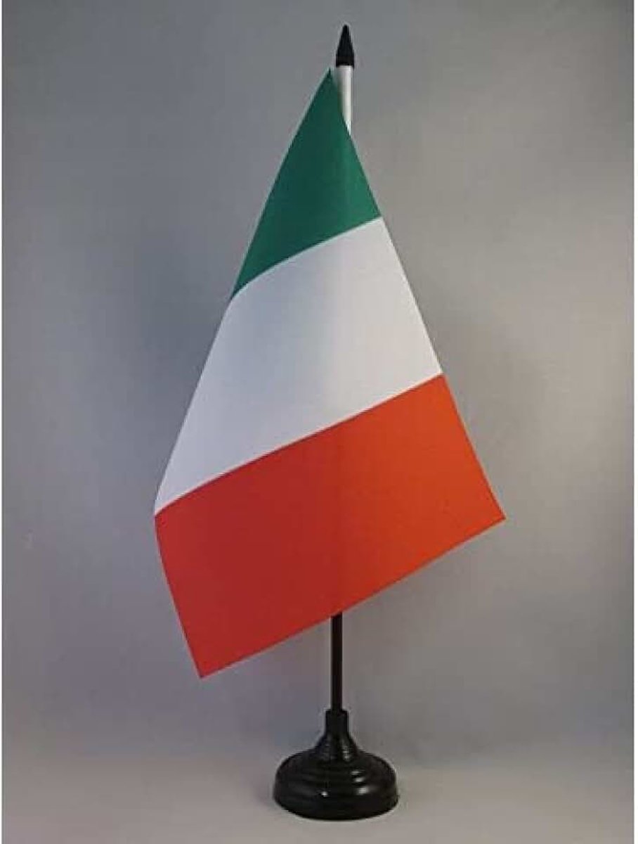 Italy Big Table Flag 6'' x 9'' - Italian Office Flag 100% Polyester 22 x 15 cm - Desk Flag with 10'' Pole and Black Plastic Base