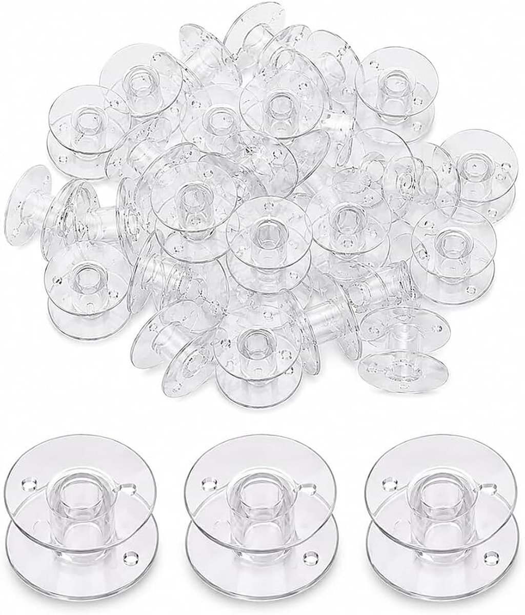 30 stuks naaimachinespoelen voor Brother, Singer, Kenmore, Janome en de meeste naaimachines (transparant)