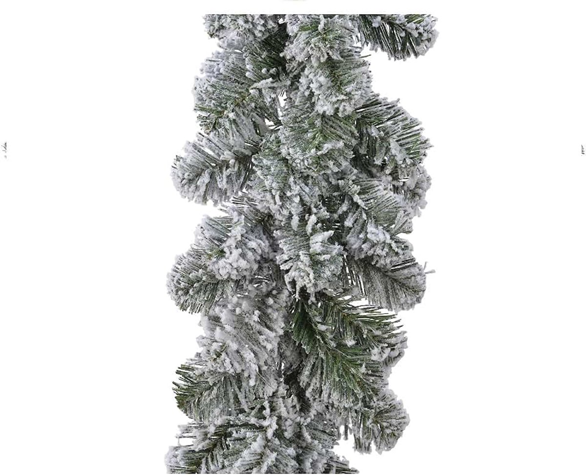 Kunstdennenslinger 2,7 m x ca. 20 cm met sneeuwgroen