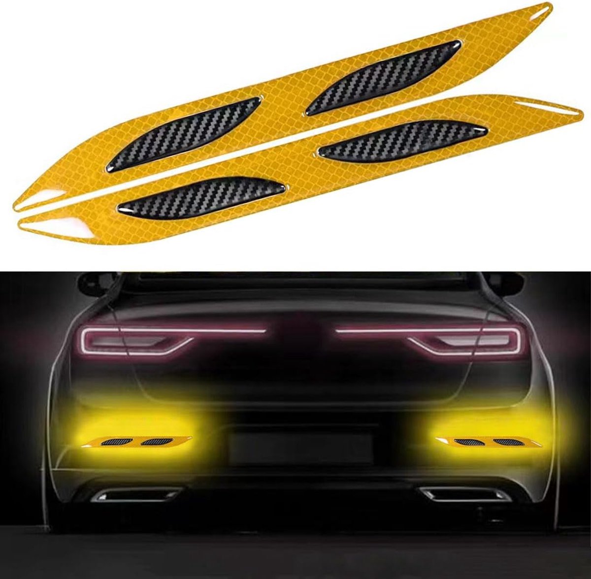 2 stuks sterke reflecterende strepenstickers, reflecterende stickers, reflecterende zichtbaarheid, reflecterende veiligheidsstrips voor auto, vrachtwagen, motorfiets, geel