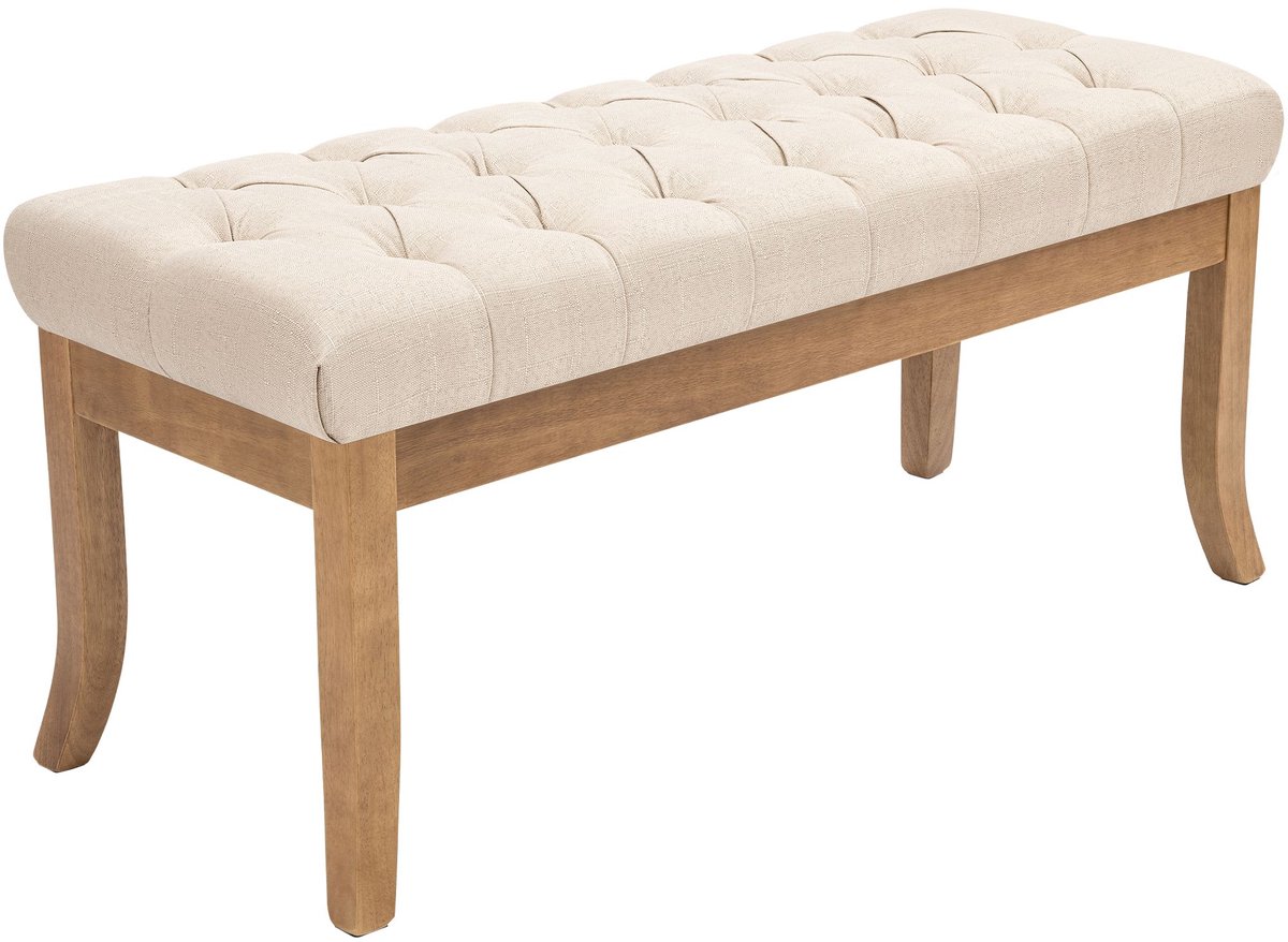 CLP Zitbank Ramses - Chesterfield - Licht Houten Onderstel - creme