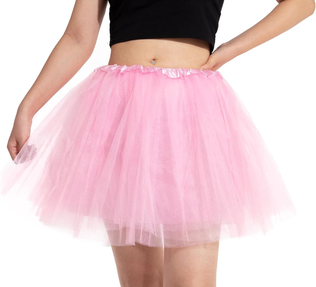 Rok dames, klassiek, elastisch, 4-laags, petticoat, tule rok, voor volwassenen, balletrok, tule rok, Halloween, dansrok