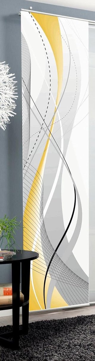 Deco ondoorzichtig Carlisle, kleur geel, afmeting BxH 60x245 cm