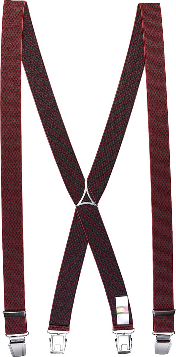 LINDENMANN heren bretels met extra sterke clips X-vorm - rood dessin