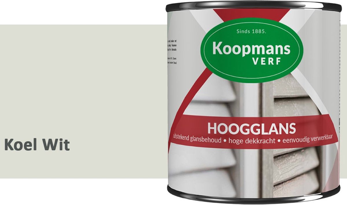 Koopmans Hoogglans Lakverf Binnen & Buiten – Voor Hout en Metaal – Krasvast – Hoge Dekkracht – Kozijnen, Deuren & Meubels – Koel Wit – 2,5 l