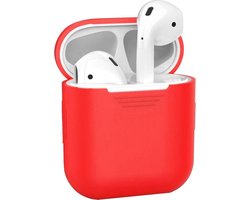 Hoesje - Geschikt voor Apple Airpods 2 - Siliconen Hoes met Clip - Silicone Case Cover - Rood
