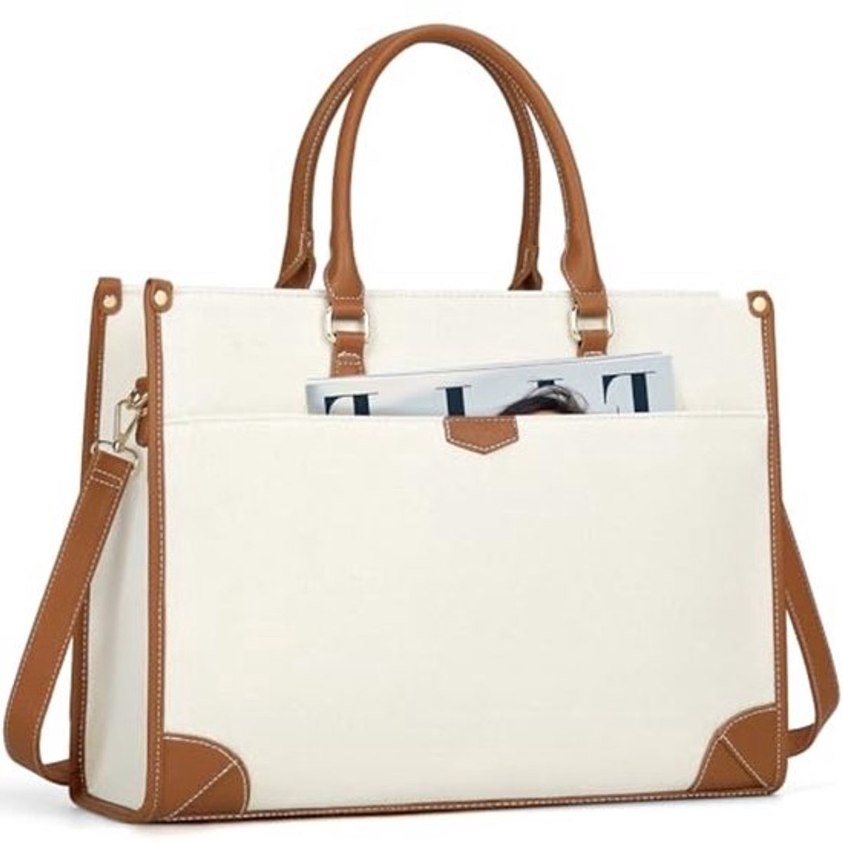 Dames Handbag Canvas Laptop Bag 15.6 Inch Grote Tote Schoudertas voor Werk en School