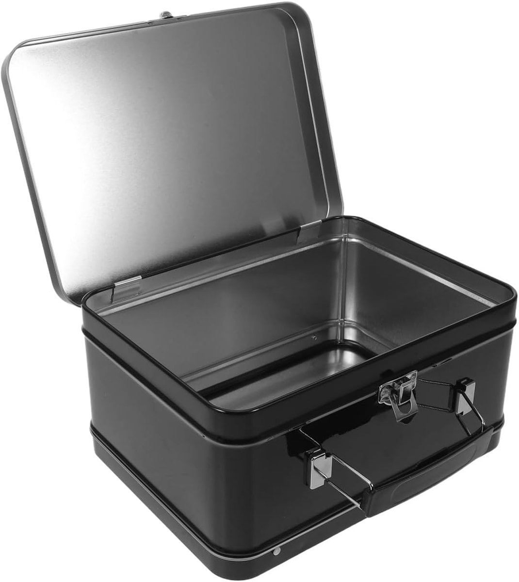 Jojofuny Lunchbox van metaal met klapdeksel, lekvrij, vintage, 205 x 150 x 100 mm, opbergdoos met handvat, voor keuken, outdoor en snacks