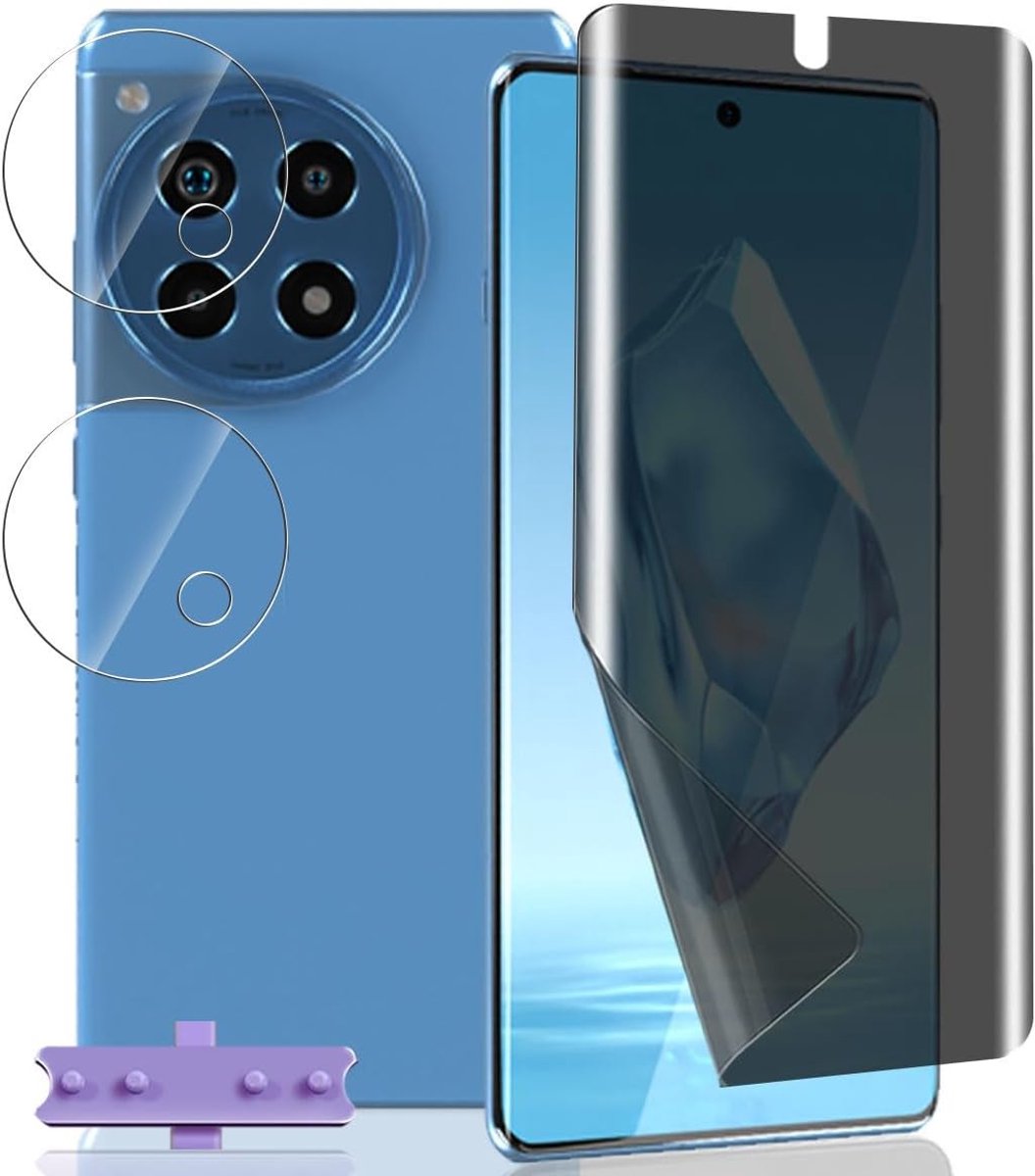 Inkijkbeschermingsfolie voor OnePlus 12R, 1 stuk, zachte TPU-folie en 2 stuks, camerabescherming, pantserbescherming, glas, privacy, flexibele displaybeschermfolie voor OnePlus 12R