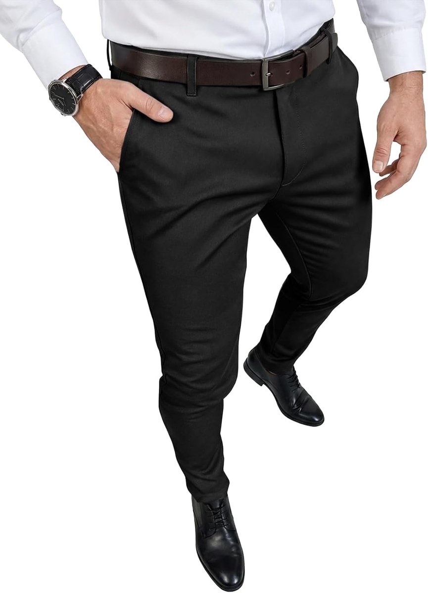 Chinobroek voor heren, slim fit, stretchbroek, prestatiebroek, moderne werkbroek, zakelijke vrijetijdsbroek