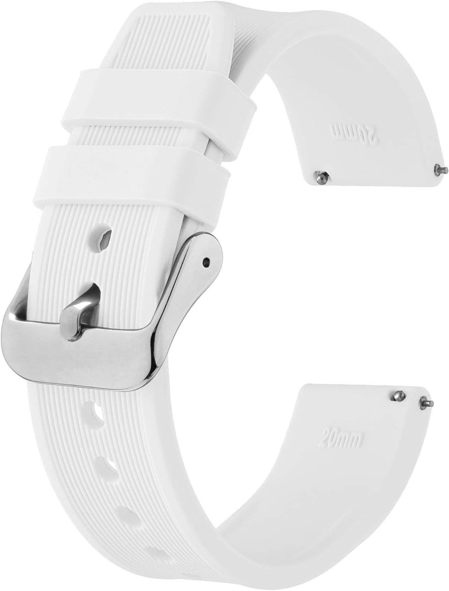 Siliconen Horlogeband 18mm 20mm 22mm 24mm, Snelle Ontgrendel Rubber Vervangband voor Mannen en Vrouwen, Wit Kleur, Duurzaam en Comfortabel