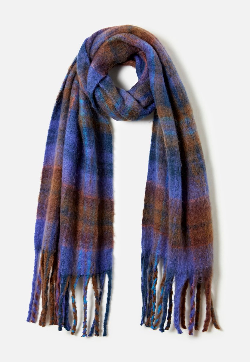 Damart - Zachte geruite sjaal - Dames - Blauw - Eén maat