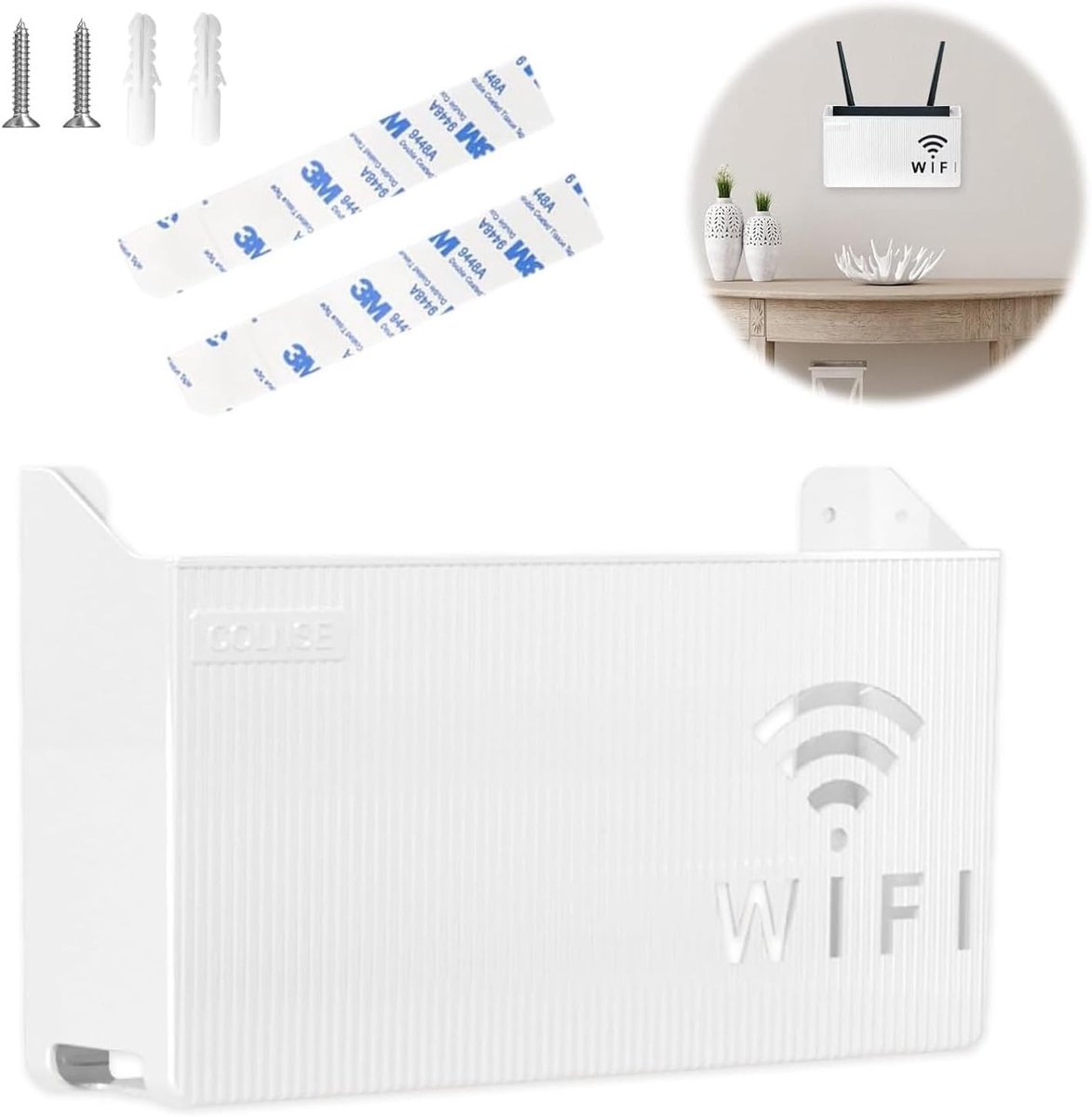 Wandplank voor WiFi Routers en Set Top Boxen, Decoratieve Opbergruimte voor Kabels en Accessoires