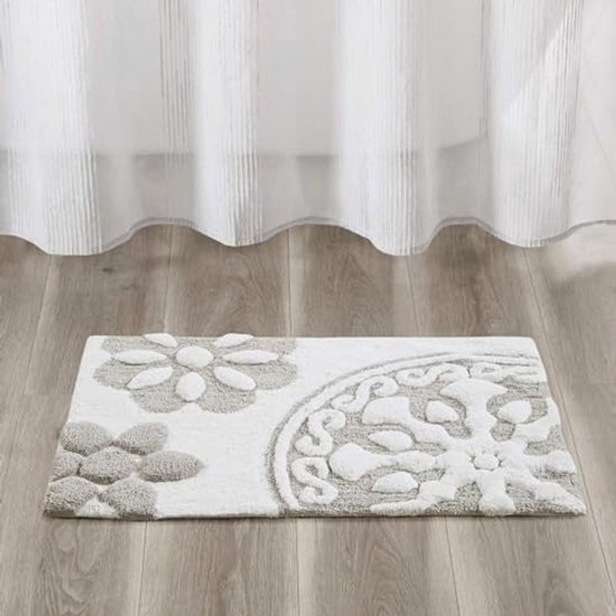 Chic Badmat met Locket Patroon - Ultra Zacht en Antislip, 20x30 Inch, Taupe