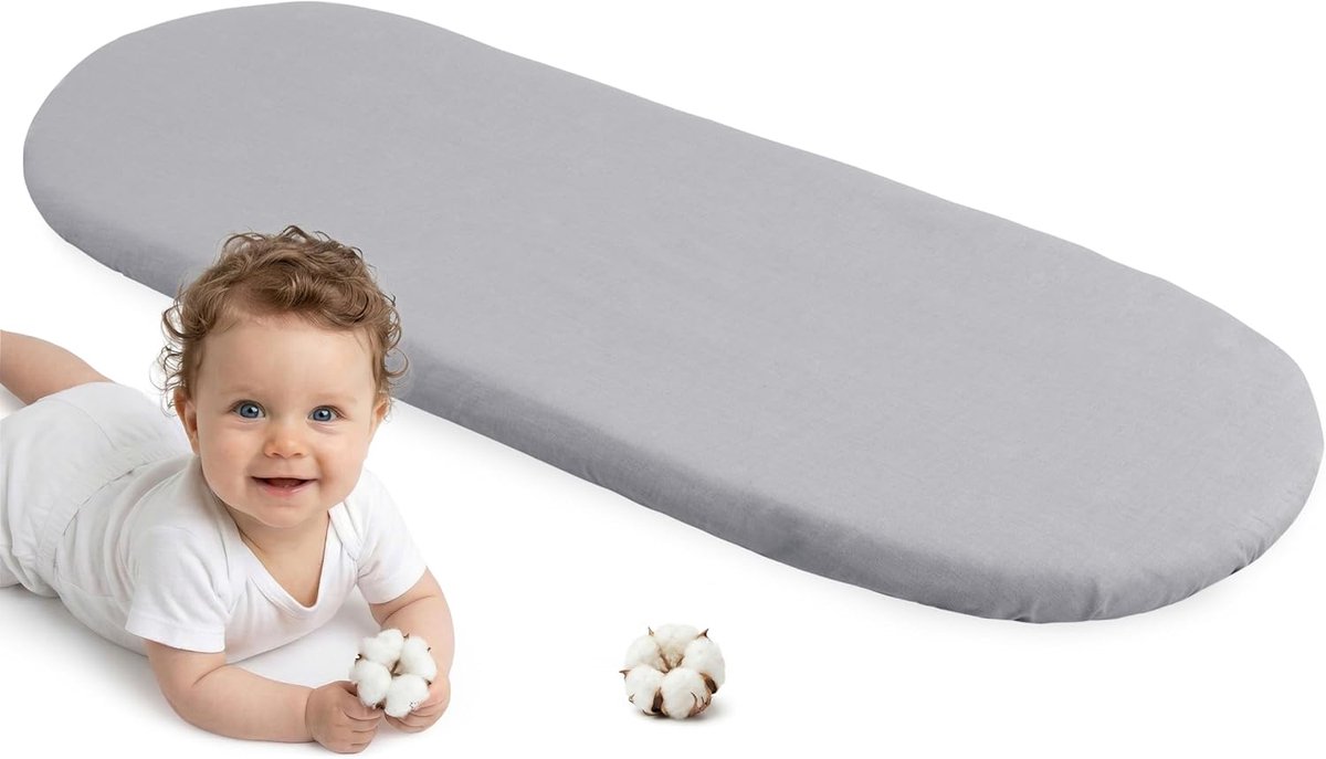 Partners Hoeslaken voor een Babybedje 86x40 cm 100% Katoenen babybeddengoed kindermatras slaapzak (Grijs)