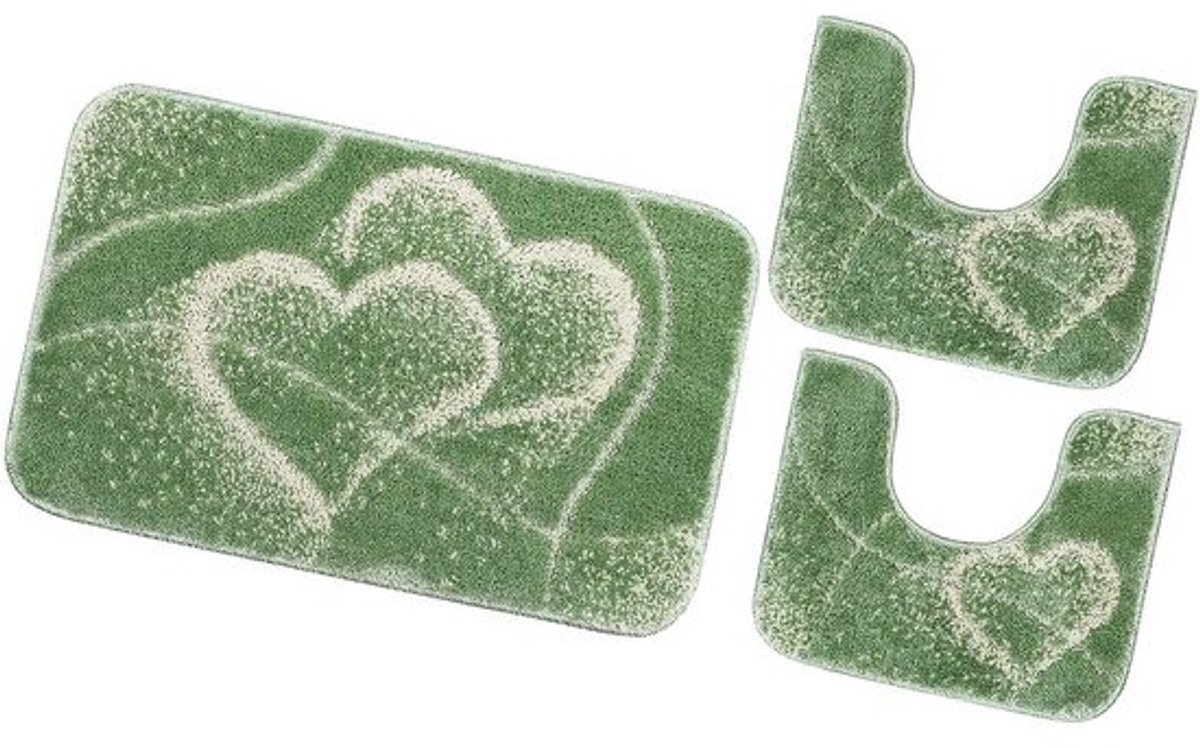 Zachte Antislip Badmat Set - Groen - 3-delig - Wasbaar en Modern