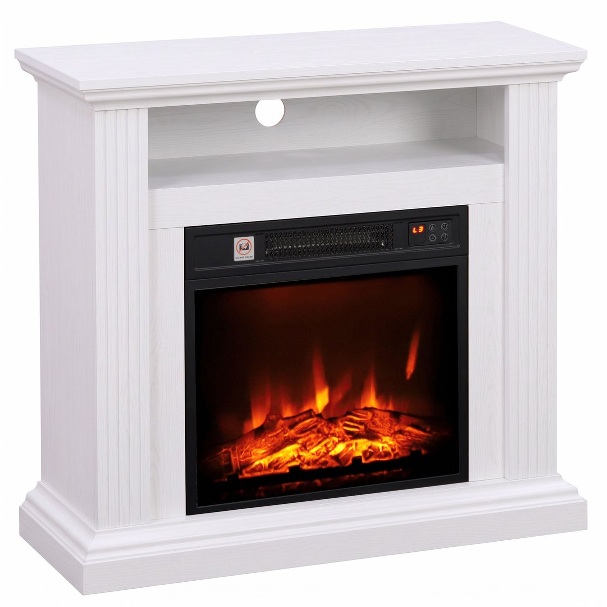 HOMCOM elektrische haard - Spaanplaat - 81,5 x 30 x 76,2 cm - Wit