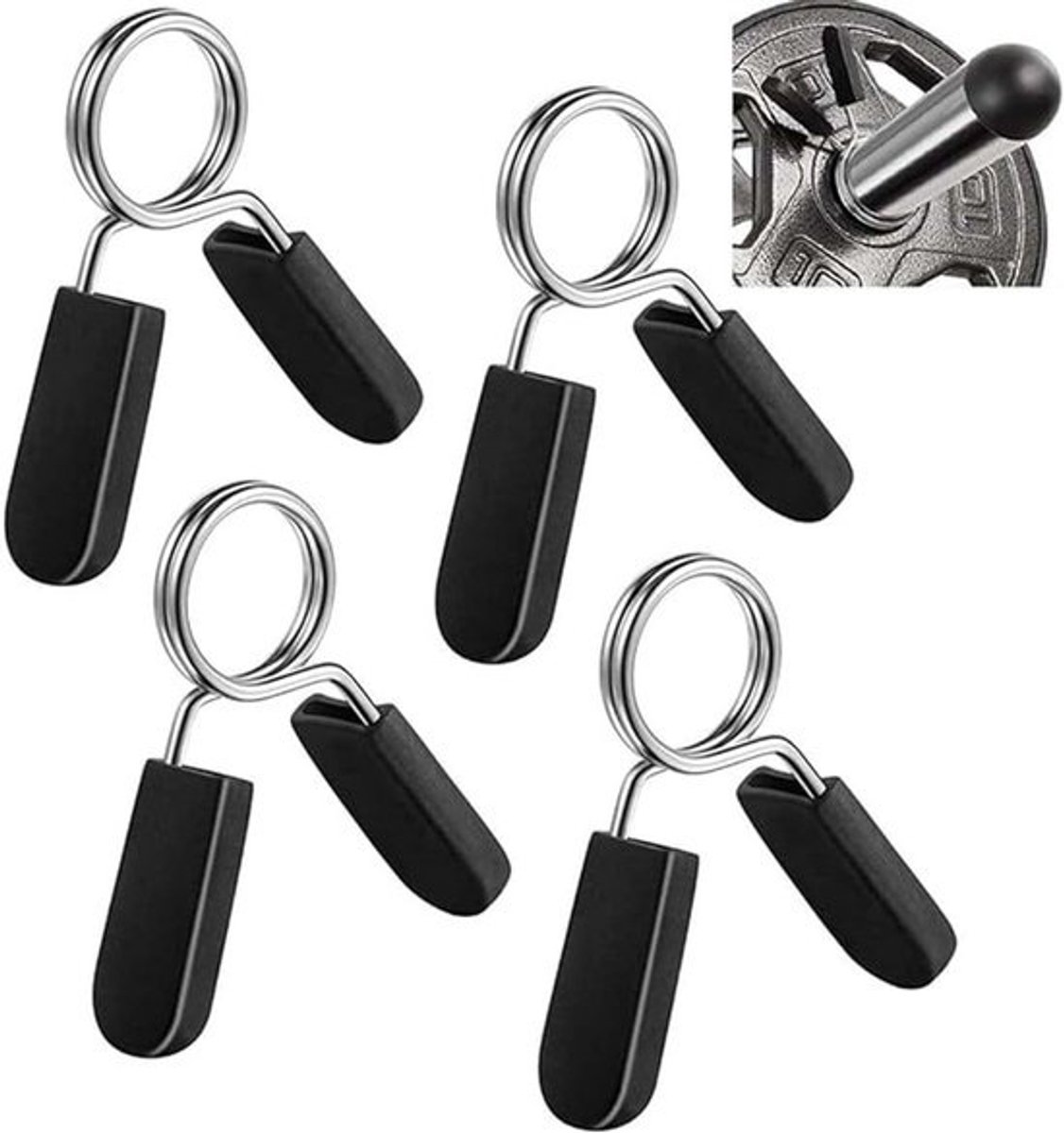 set van 4 veerclipsluitingen - 25 mm voor standaard halterstang en dumbbells