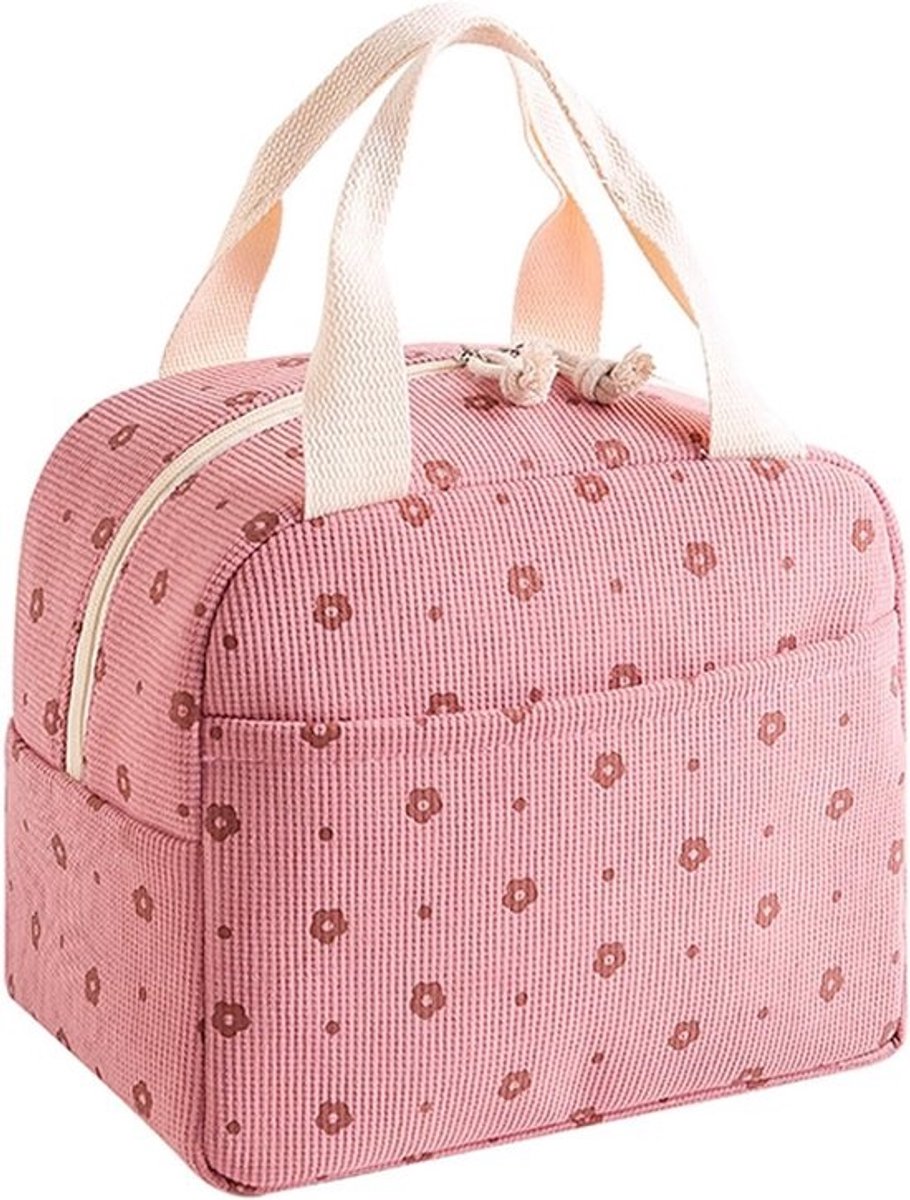 Vrouwelijke Geïsoleerde Lunchtas, Koeltas voor Werk, School, Picknick en Reizen, Ideaal als Cadeau, Roze Design