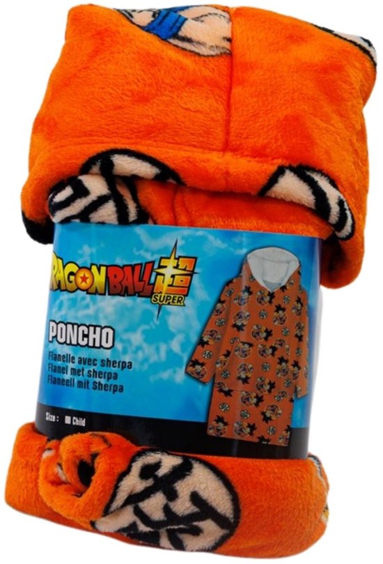 Oranje opgerolde fleece deken met Goku uit Dragon Ball Z print.
