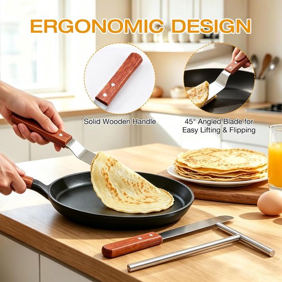 Spatels van roestvrij staal taartschraper crêpespreider, 6 paletmes bakset — afbeelding 3