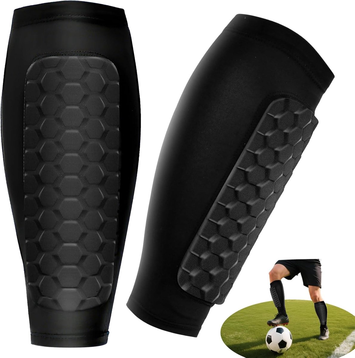 Scheenbeschermers voor kinderen, voetbal S, ademend en antislip, voor adolescente voetballers, 30-50 kg, effectieve bescherming bij voetbal, basketbal, fietsen en wandelen