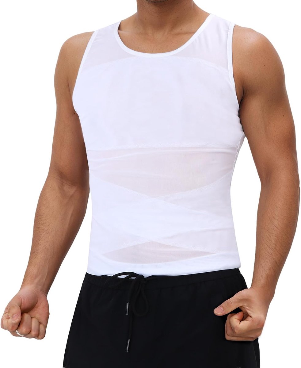 Compressieshirt voor heren, afslankende bodyshaper, nauwsluitende shapewear, taille-trainer, onderhemd, tanktop