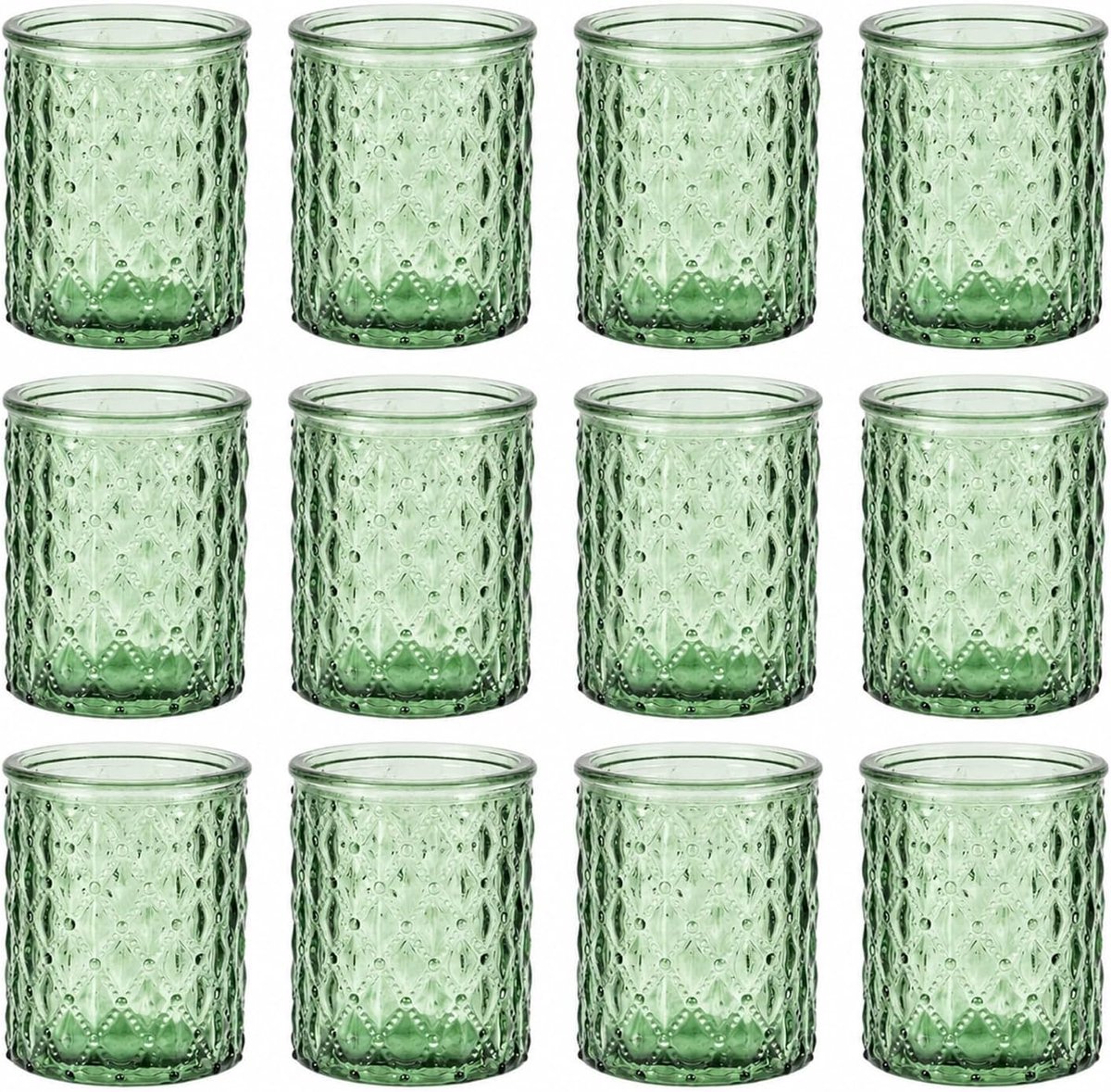 Set van 12 votiefkaarsenhouders met ruitpatroon in vintage en bohemian stijl, voor bruiloft, feest, festival, thuis